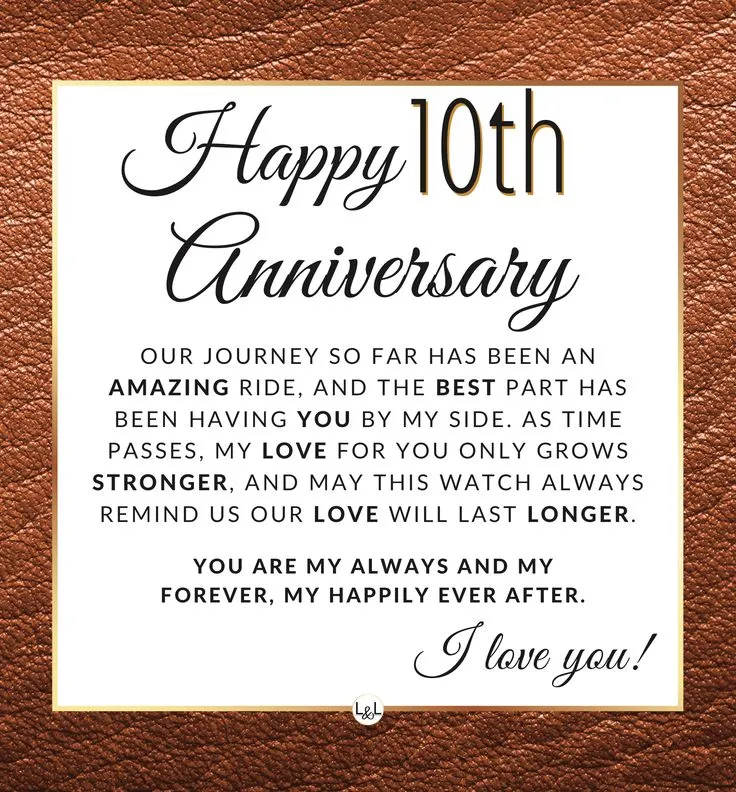 anniversary messages 10 years